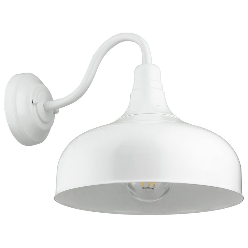 Sunlite 46068-SU Gooseneck Rustic Barn Light Fixture, Wall Mount, Medium Base (E26) Socket, Standard A19 Bulb Required (60W Max), 12 Inch, Indoor and Outdoor Use, ETL Listed Wet Location, White - Image 1